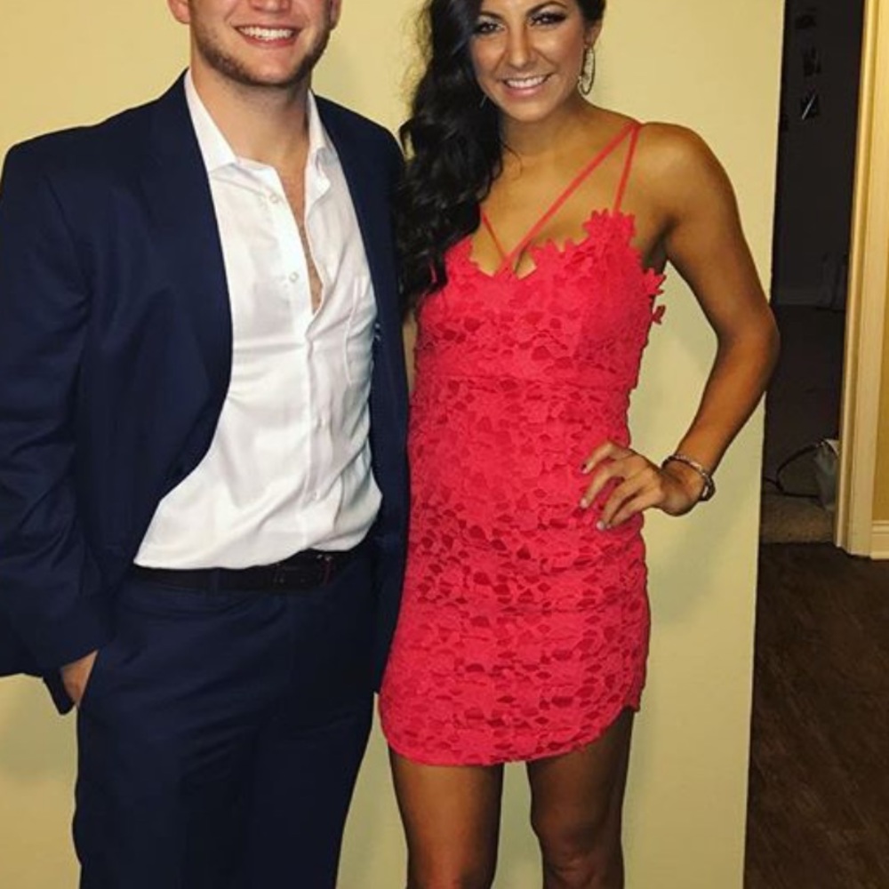 Hello molly strappy red lace dress